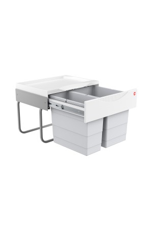 контейнер д/отходов SPACE SAVING в базу 500мм, 2 емкости 1*18л/1*12л, пластик,серый /3644-70