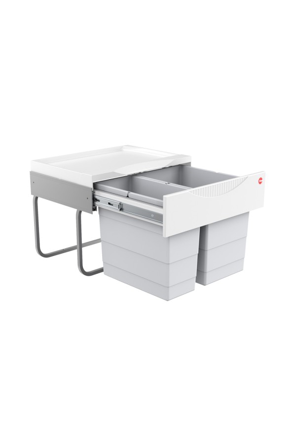 контейнер д/отходов SPACE SAVING в базу 500мм, 2 емкости 1*18л/1*12л, пластик,серый /3644-70