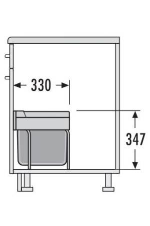 контейнер д/отходов SPACE SAVING в базу 500мм, 2 емкости 1*18л/1*12л, пластик,серый /3644-70