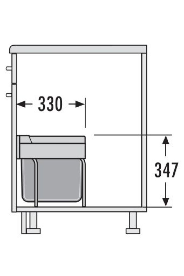 контейнер д/отходов SPACE SAVING в базу 500мм, 2 емкости 1*18л/1*12л, пластик,серый /3644-70