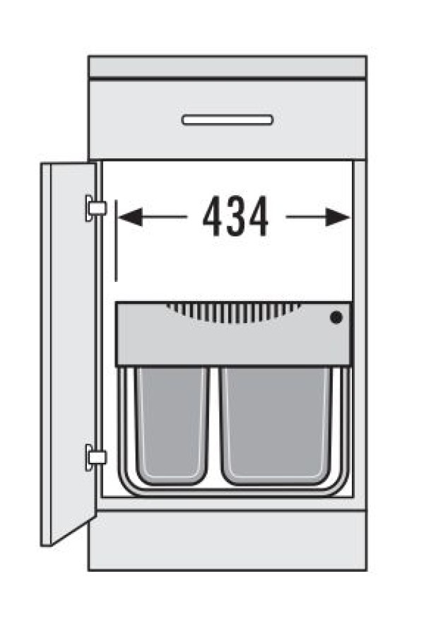 контейнер д/отходов SPACE SAVING в базу 500мм, 2 емкости 1*18л/1*12л, пластик,серый /3644-70