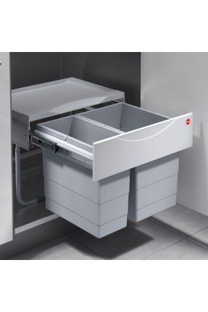 контейнер д/отходов SPACE SAVING в базу 500мм, 2 емкости 1*18л/1*12л, пластик,серый /3644-70