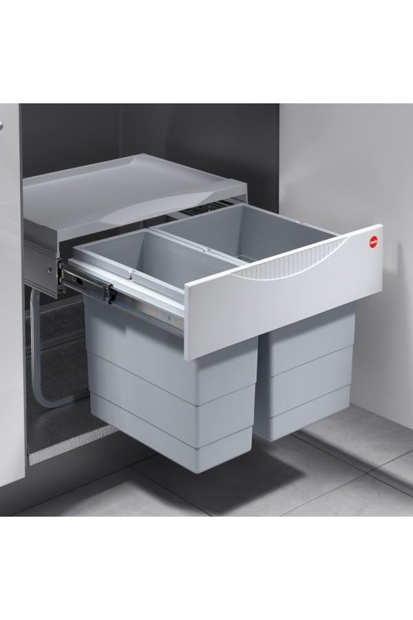 контейнер д/отходов SPACE SAVING в базу 500мм, 2 емкости 1*18л/1*12л, пластик,серый /3644-70