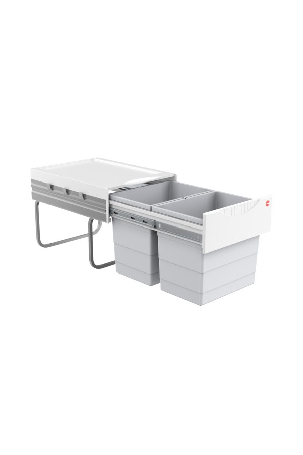 контейнер д/отходов SPACE SAVING в базу от 400мм, 2 емкости 1*18л, пластик,серый /3641-12