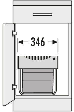 контейнер д/отходов SPACE SAVING в базу от 400мм, 2 емкости 1*18л, пластик,серый /3641-12