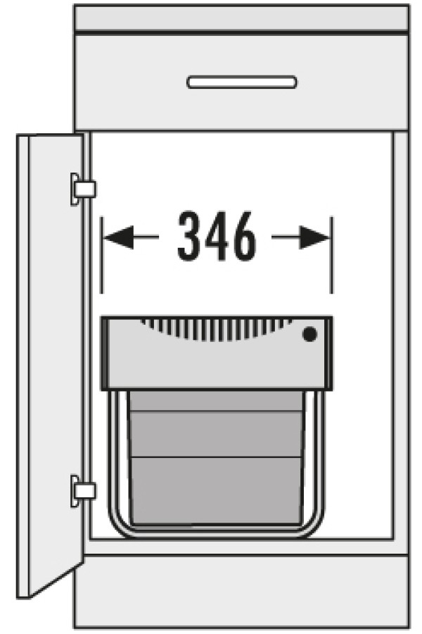 контейнер д/отходов SPACE SAVING в базу от 400мм, 2 емкости 1*18л, пластик,серый /3641-12