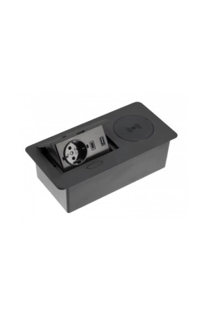 удлинитель GTV врезной  AVARO PLUS, 1 розетка, 2*USB, кабель 1,5м, черны, индукц. зар/AE-PB1SAVAP-20