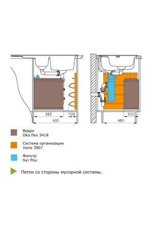 контейнер д/отходов Oko-Flex, 18л, 389х203х450, белый/3418-00
