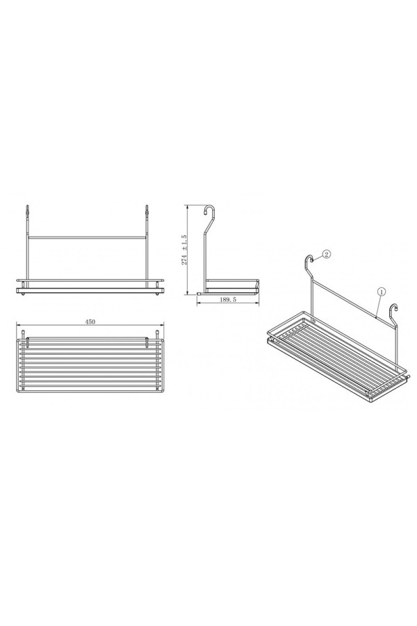 Полка одноярусная на рейлинг 450*200*280мм хром CWJ202