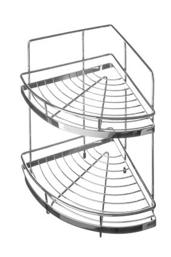 Полка угловая на рейлинг двухярусная 320*320*440мм хром CWJ201D