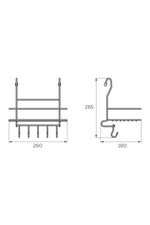 Полка одноярусная на рейлинг большая с крючками 260*180*264мм бронза МХ-403ВА