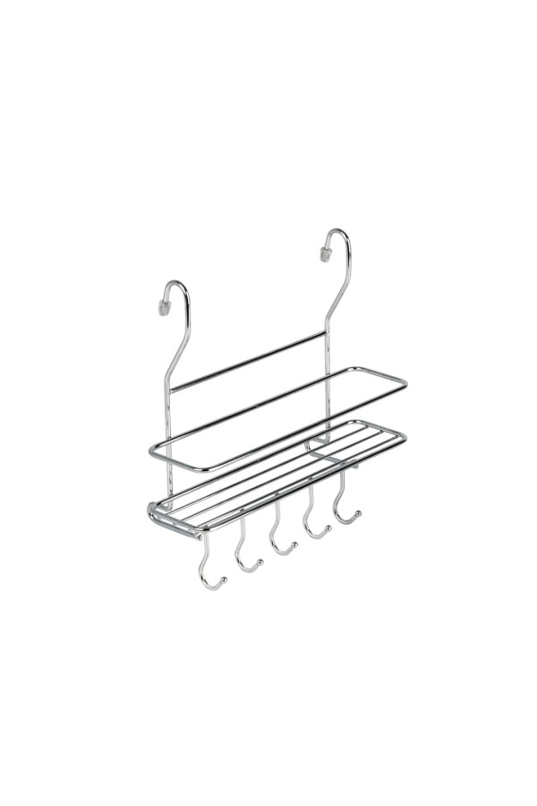 Полка одноярусная на рейлинг малая с крючками 260*100*268мм хром МХ-402