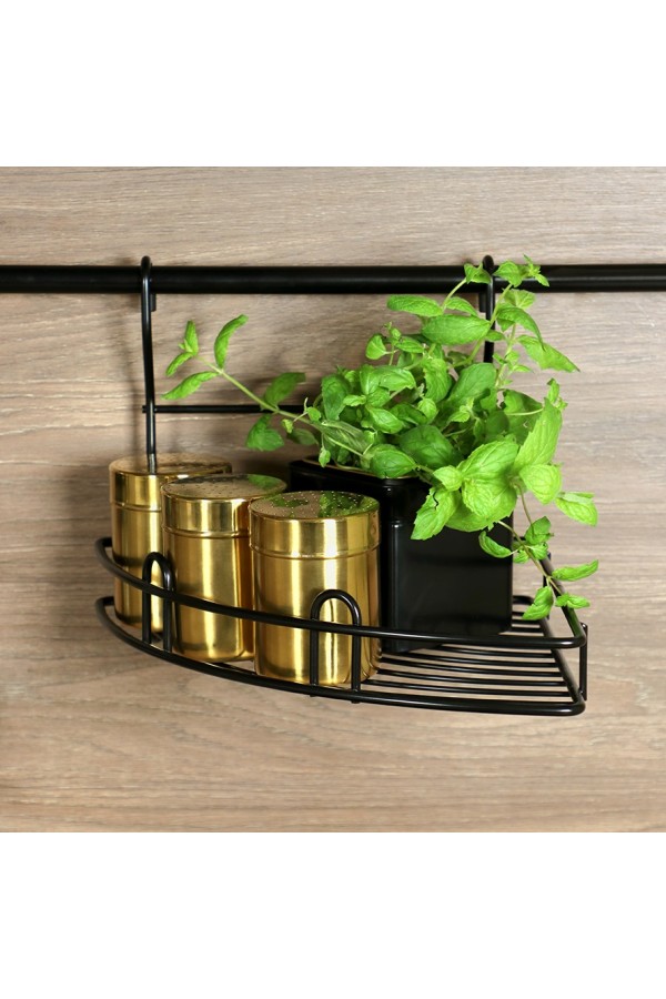 Полка угловая на рейлинг чёрная WE04.00010.01.799