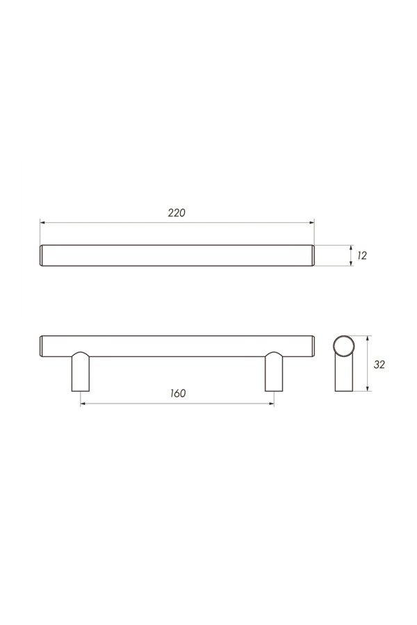 ручка рейлинг RE1008 160/220 матовый хром (20)  (аналог 19015-1)