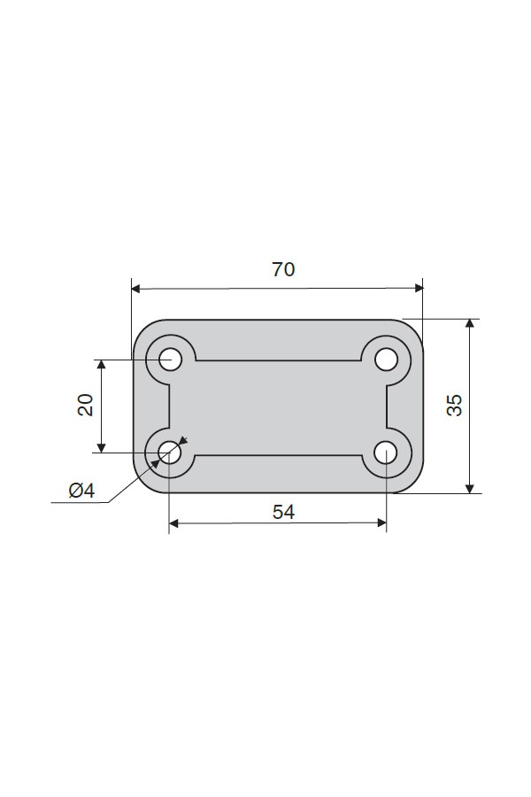 003/Z пластина металличская  35*70 с 4-мя отверстиями, цинк