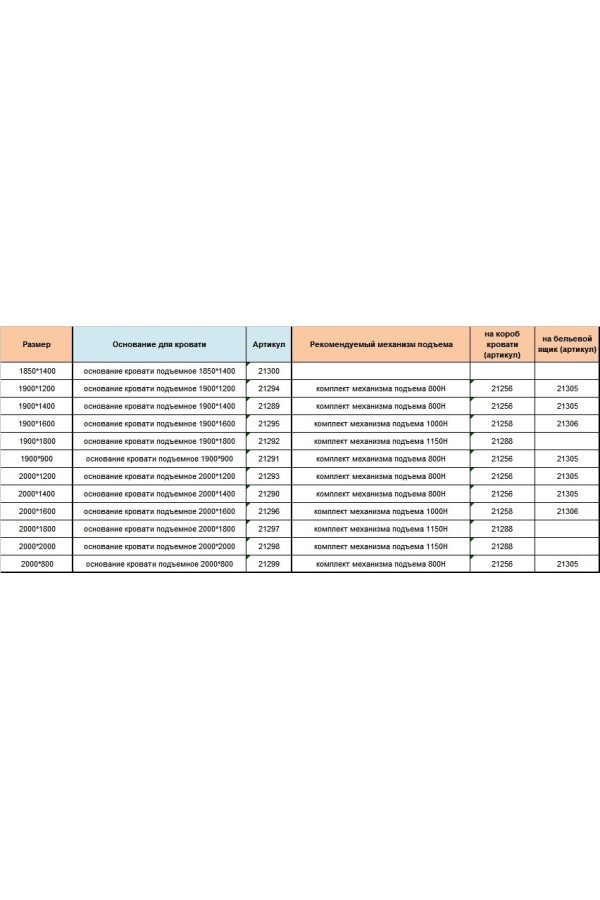 основание кровати подъемное 2000*800 БЕЗ ПОДЪЕМНОГО МЕХАНИЗМА