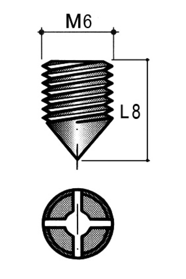 винт М6 для стяжки конической BO04/BO05, L=8 мм, сталь, GR06/PRM0145