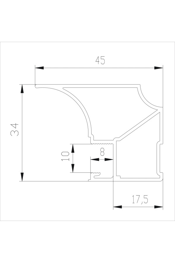 Вертикальный профиль FLAT дуб серый 5,4м Aristo