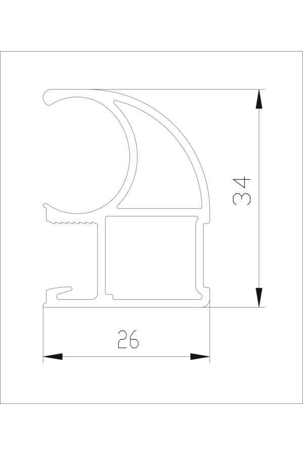 Вертикальный профиль С дуб серый 5,4м для шкафов купе Aristo