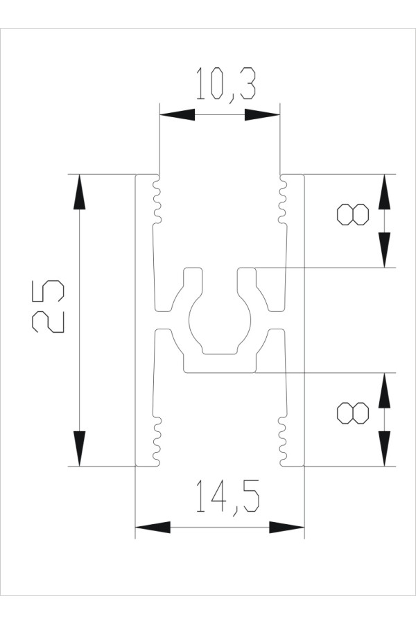 Рамка средняя дуб серый 5,4м для шкафов купе Aristo