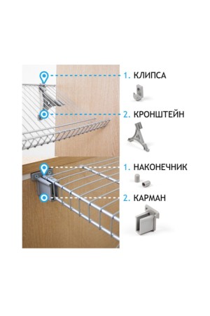 Полка сетчатая в шкаф 300*3000мм серая