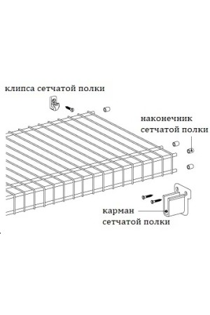 Клипса для сетчатых полок и корзин серая