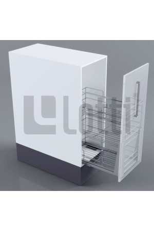 Выдвижная корзина 400мм с доводчиком 3 полки нижнее крепление хром LS3/400D/D Lotti