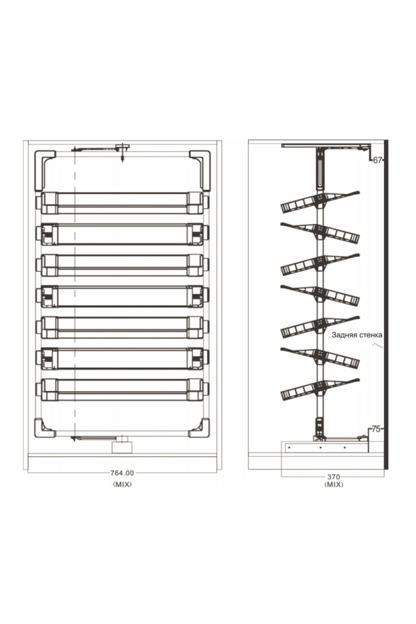 полка для обуви вращающаяся 10-ти уровневая 800мм, коричневый