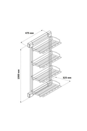 Обувница 4-х уровневая 350мм правая антрацит S-6742-А Starax
