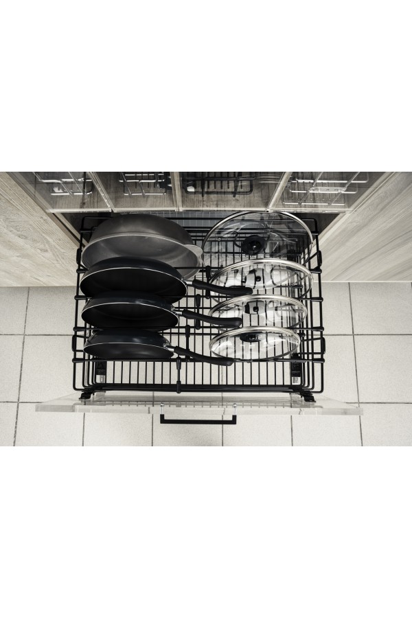 корзина выкатная в нижнюю базу 600мм для сковородок и крышек, с направляющими, черный