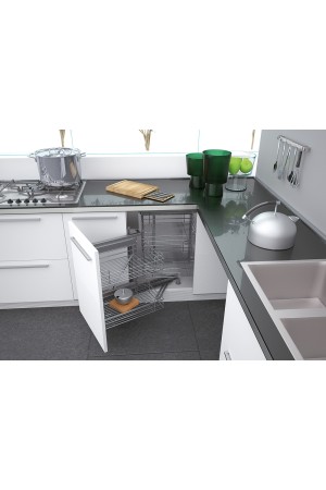 уголок волшебный SIGE MAGIC-4 в базу 900мм (860х500х600-850мм), доводчик, левый, хром /350X001S12