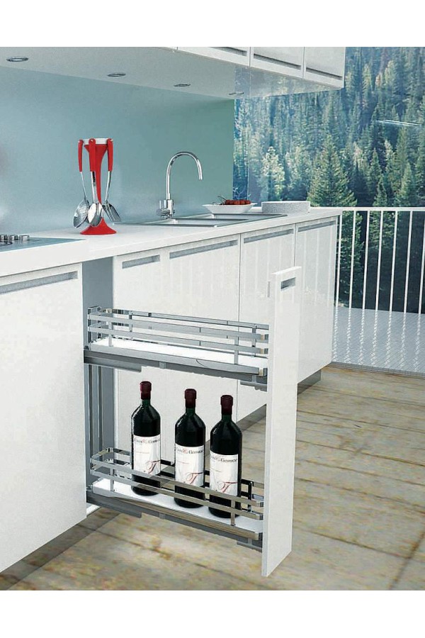 бутылочница SIGE SIGMA SOFT WOOD в базу 150мм (110х500х520мм) с доводчиком,левая, хром /002+00412G