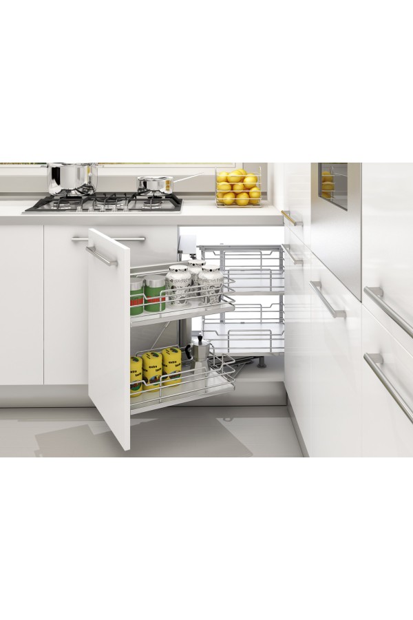 уголок волшебный SIGE MAGIC-4 WOOD в базу 900мм(860х500х600-850мм),доводчик, левый, хром/350XI002S12