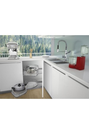 угловое решение SIGE NUVOLA SOLO в базу 900/450мм (890*490*160мм), 2 полки, левая, хром/371X+002S12