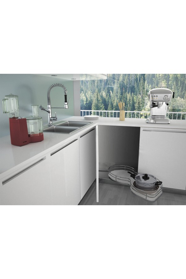 угловое решение SIGE NUVOLA SOLO в базу 900/450мм (890*490*160мм), 1 полка, левая, хром/371X+010S12