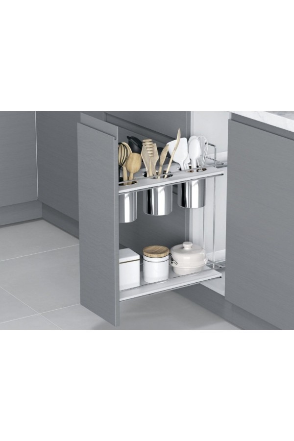 бутылочница для столовых приборов STARAX 250мм(205х475х420), 2 яруса, хром, левая/S-2651-C