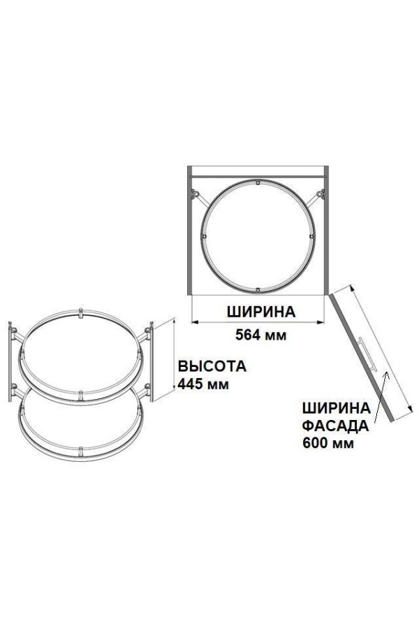 карусель STARAX в верхнюю базу 600мм (564х490х4450), хром/S-5110-C