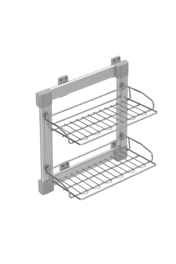 полка для обуви выдвижная 2-х уровневая STARAX, левый, с доводчиком, серый/S-6281-G