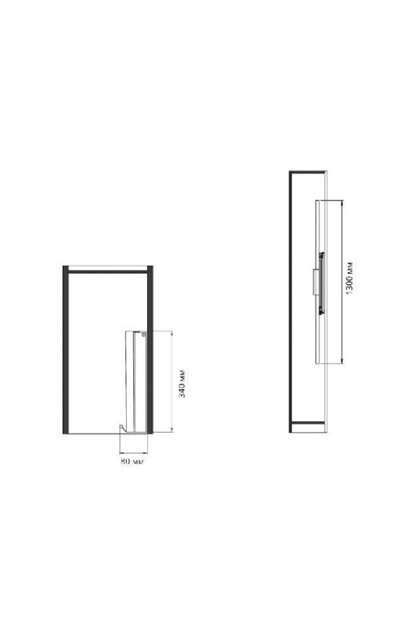 зеркало выкатное поворотное STARAX в базу 200мм(120х340х1300), серый/S-6612-G
