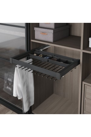 выдвижная вешалка для брюк с ячейками STARAX, с доводчиком 800мм (760-790х475х12), антрацит/S-6713-A