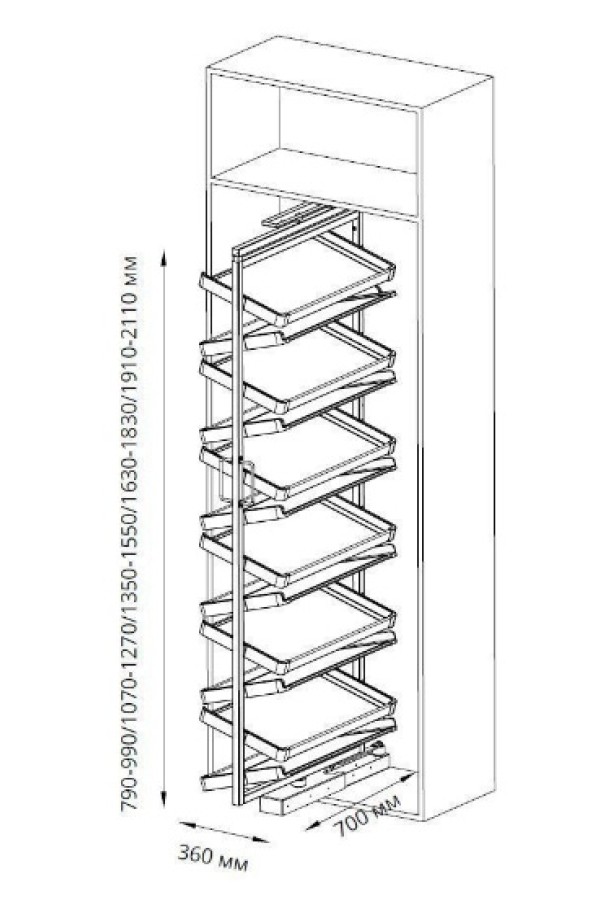 полка для обуви вращающаяся 4-х уровневая STARAX 800мм,антарцит/S-6831-A
