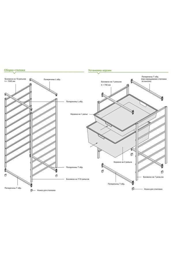 Комплект ножек для стеллажа для гардеробной системы Aristo