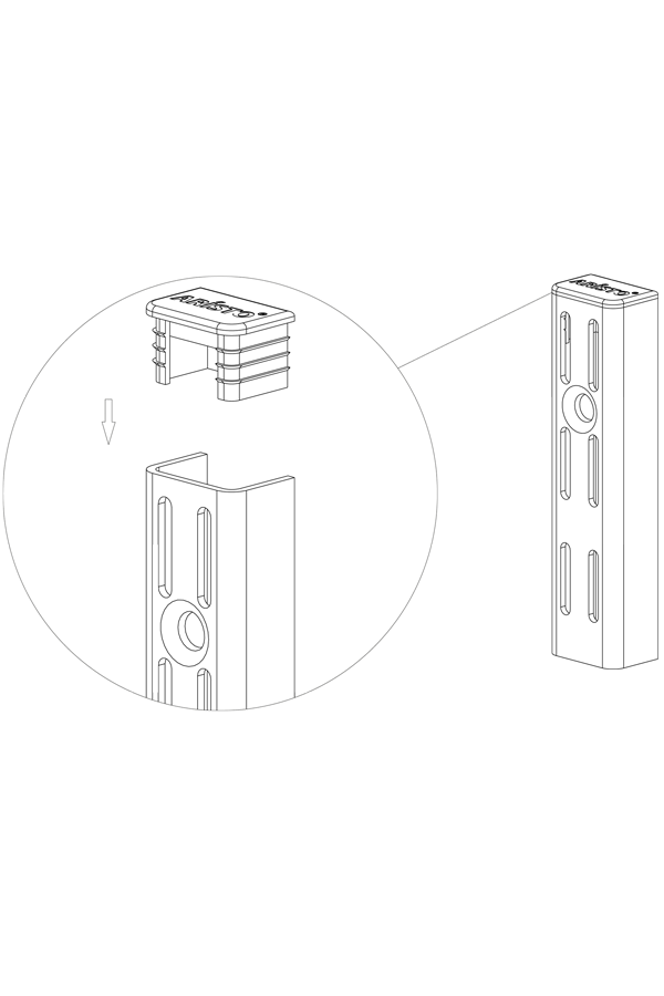 Заглушка настенной направляющей металлик для гардеробной системы Aristo