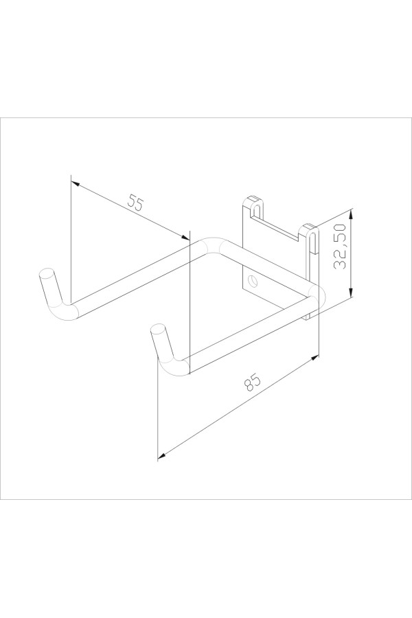 Гардероб Аристо/МАСТЕР ГСА крючок двойной длинный для перфорированной панели, 36х55х82 мм, металлик
