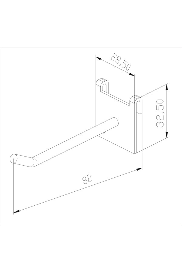 Гардероб Аристо/МАСТЕР ГСА крючок длинный для перфорированной панели, 33х29х83 мм, металлик