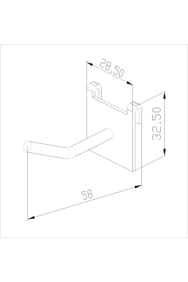 Гардероб Аристо/МАСТЕР ГСА крючок для перфорированной панели, 33х29х59 мм, металлик