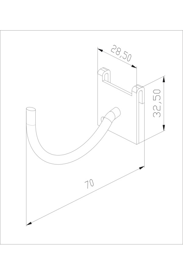 Гардероб Аристо/МАСТЕР ГСА крючок радиусный для перфорированной панели, 45х29х66 мм,  металлик
