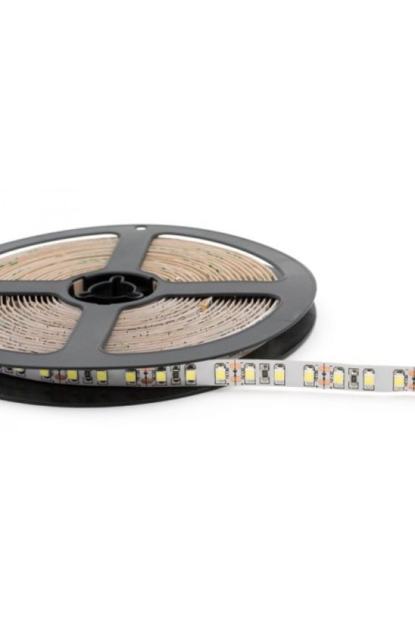 Лента светодиодная SMD2835 (120 диодов на метр) 12В 9,6Вт/м холодный белый, катушка 5м