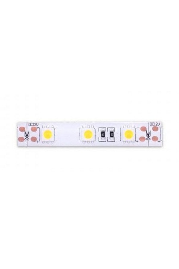 Лента светодиодная SMD5050 (60 диодов на метр) 12В 14,4Вт/м теплый белый, катушка 5м