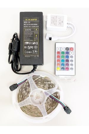 Комплект из светодиодной ленты RGB, контроллера 12-24V, блока питания 60W